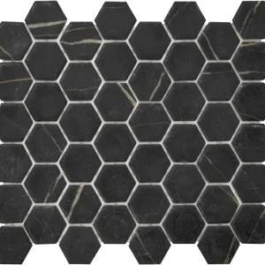 Lage Kosten The Mosaic Factory Valencia Mozaiek Tegel Hexagon - Nero Marble Print Matt