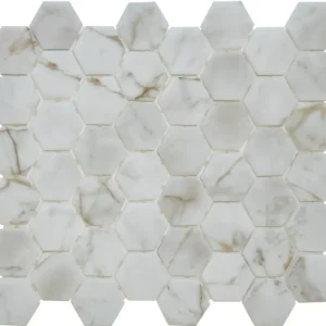 The Mosaic Factory Valencia Mozaiek Tegel Hexagon - Bianco Marble Print Matt Laatste Versie