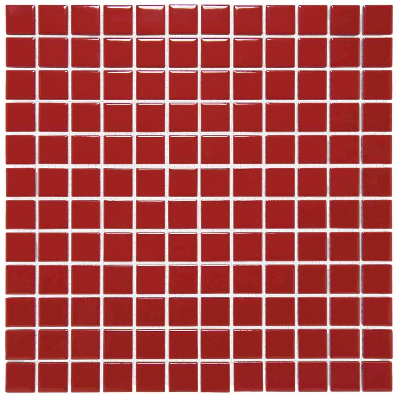 Seizoensaanbieding The Mosaic Factory Barcelona Mozaiek Tegel Vierkant - Rood Porselein Geglazuurd 300x300 mm