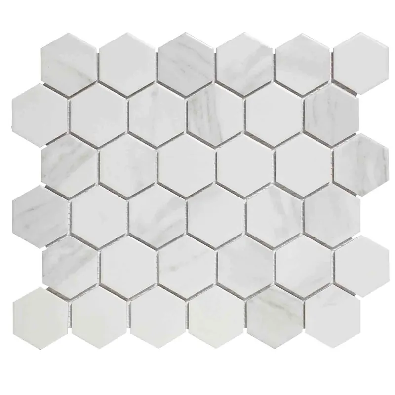 The Mosaic Factory Barcelona Mozaiek Tegel Hexagon - Carrara Wit Porselein Print 281x325 mm Populair