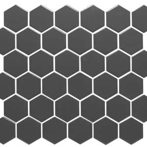 The Mosaic Factory Barcelona Mozaiek Tegel Hexagon - Donker Grijs Porselein Geglazuurd 281x325 mm Snelle Levering