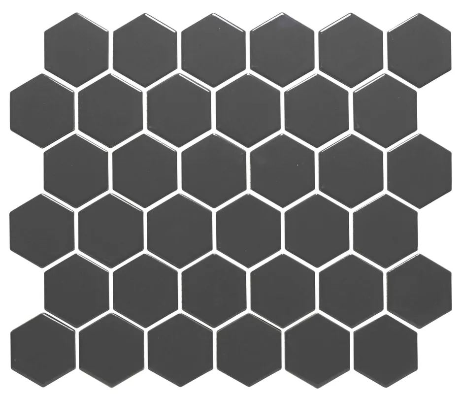 The Mosaic Factory Barcelona Mozaiek Tegel Hexagon - Donker Grijs Porselein Geglazuurd 281x325 mm Snelle Levering
