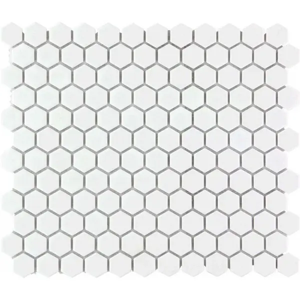 The Mosaic Factory Barcelona Mozaiek Tegel Hexagon - Wit Porselein Geglazuurd 260x300 mm Express Levering