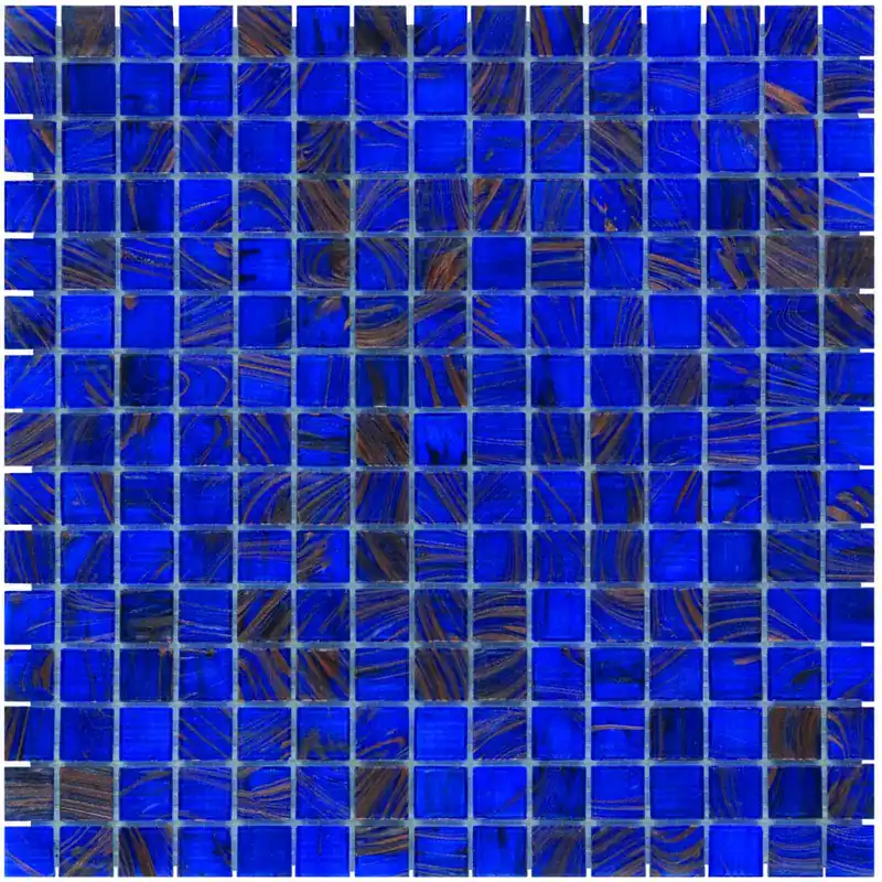 Weekendaanbieding The Mosaic Factory Amsterdam Mozaiek Tegel Vierkant - Midden Blauw Glas Goud Serie 322x322 mm