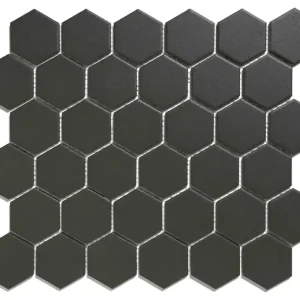 Exclusieve Aanbieding The Mosaic Factory London Mozaiek Tegel Hexagon - Zwart Porselein Ongeglazuurd, R11 281x325 mm