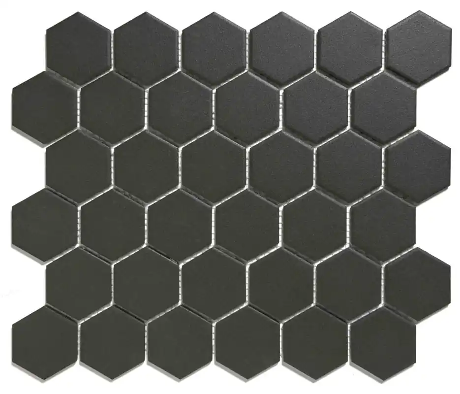 Exclusieve Aanbieding The Mosaic Factory London Mozaiek Tegel Hexagon - Zwart Porselein Ongeglazuurd, R11 281x325 mm