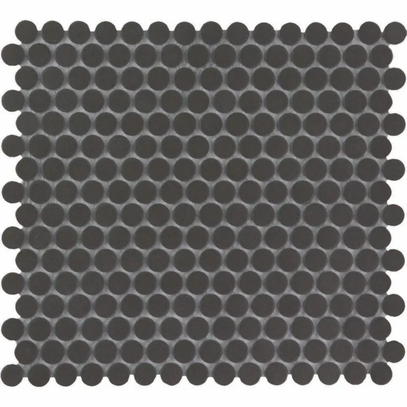 Fabrieksprijs The Mosaic Factory London Mozaiek Tegel Rond - Zwart Porselein Ongeglazuurd, R11 315x294 mm