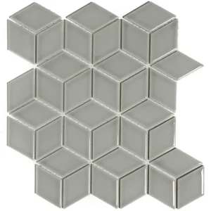 The Mosaic Factory Paris Mozaiek Tegel Cubic - Licht grijs Porselein Geglazuurd 266x305 mm Express Levering