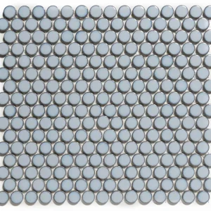 The Mosaic Factory Venice Pennyround Mozaiek Tegel Rond - Blauw Grijs met rand Porselein Geglazuurd 315x294 mm Voordeelprijs