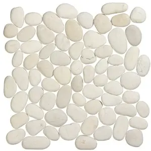 Lage Prijs Stone Line Pebbles Mozaiek Tegel Kiezel - Wit Kiezels Ongeglazuurd 300x300mm