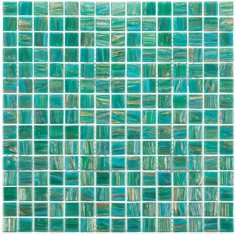 The Mosaic Factory Amsterdam Mozaiek Tegel Vierkant - Turquoise Glas Goud Serie 322x322 mm Beperkt Aanbod