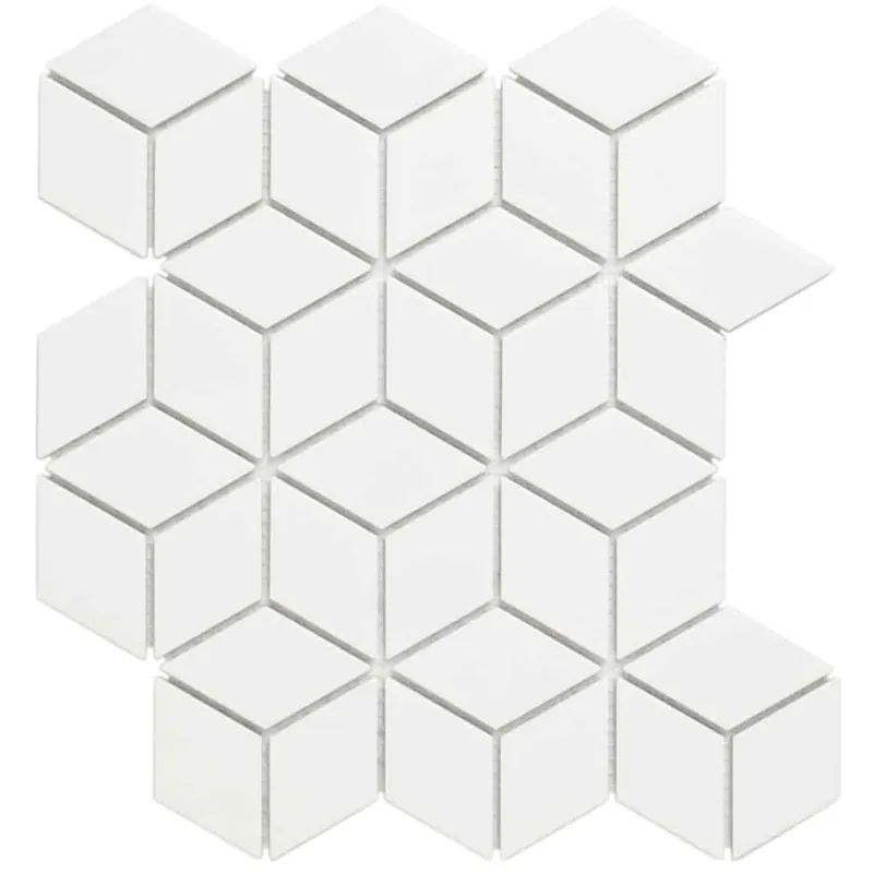Weekendaanbieding The Mosaic Factory Paris Mozaiek Tegel Cubic - Wit Porselein Geglazuurd 266x305 mm