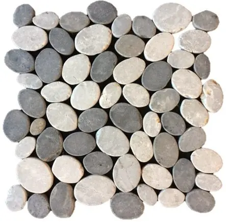 Koopje Stone Line Ovaal Mozaiek Tegel - Mix Grijs Ongeglazuurd 300x300mm