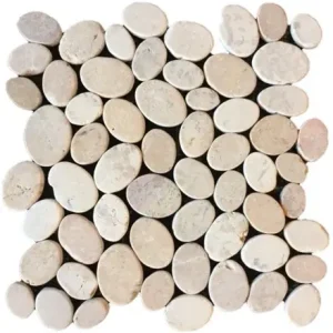Stone Line Ovaal Mozaiek Tegel Suntraw - Crème Mix - Beige/ Crème/ Bruin Ongeglazuurd 300x300mm Express Levering