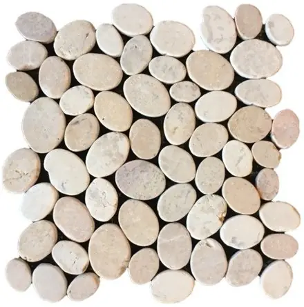 Stone Line Ovaal Mozaiek Tegel Suntraw - Crème Mix - Beige/ Crème/ Bruin Ongeglazuurd 300x300mm Express Levering