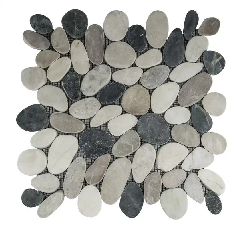 Stabigo Pebble S sliced tumb honed mix black, cream & brown 30x30 cm Nieuw