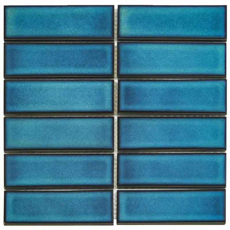 The Mosaic Factory Barcelona Mozaiek Tegel Rechthoek - Azure Blue Speckle Porselein Geglazuurd 291x297 mm Op = Op