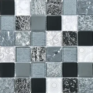 Mozaïek tegels Elementen Zwart 30x30 - Vierkant Wandtegels Glas Superprijs