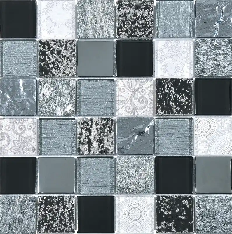 Mozaïek tegels Elementen Zwart 30x30 - Vierkant Wandtegels Glas Superprijs