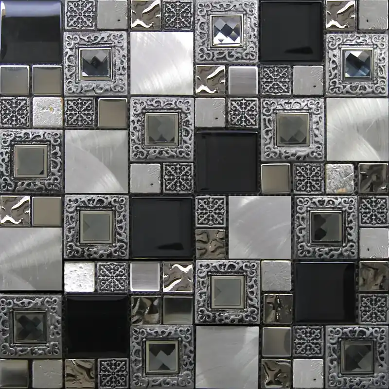 Exclusieve Aanbieding Mozaïek tegels Exclusieve Lijst Zilver 30x30 - Vierkant Wandtegels Glas