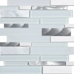 Express Levering Mozaïek tegels Mojave Zout 30x30 - Rechthoek Wandtegels Glas