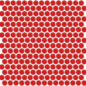 Superprijs Mozaïek tegels Penny Rood Glans 31,5x29,1 - Rond Wand en vloer Geglazuurde porseleinen steengoed