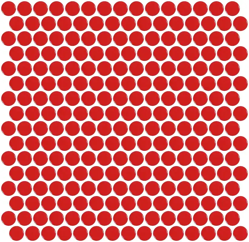 Superprijs Mozaïek tegels Penny Rood Glans 31,5x29,1 - Rond Wand en vloer Geglazuurde porseleinen steengoed