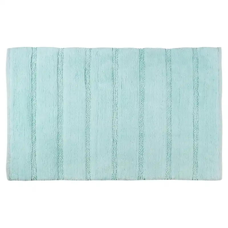 Direct Beschikbaar Differnz Stripes badmat 100% katoen - geschikt voor vloerverwarming - 45 x 75 cm - lichtblauw