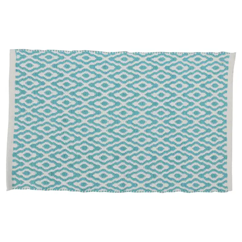 Differnz Brighton badmat 100% katoen - geschikt voor vloerverwarming - 50 x 80 cm - blauw/wit Favoriet