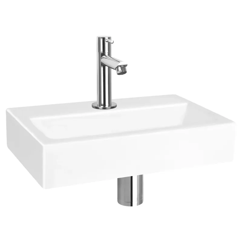 Differnz Flat fonteinset keramiek - kraan gebogen - 38 x 24 x 7 cm - chroom Laatste Kans