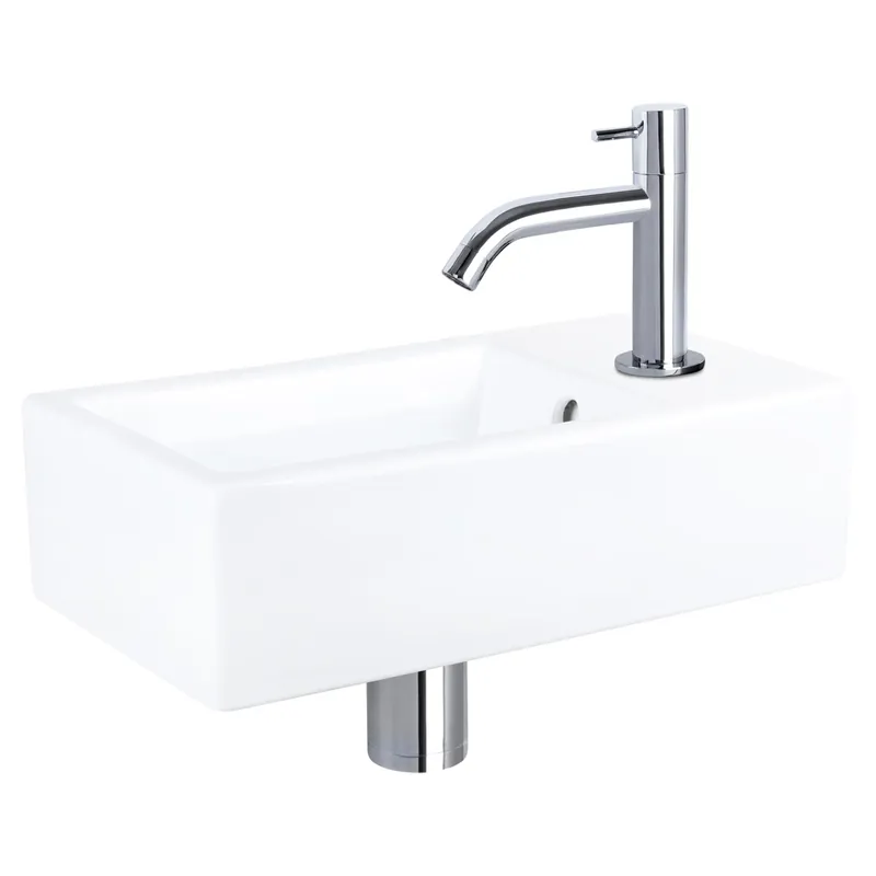 Express Levering Differnz Force fonteinset keramiek - kraan gebogen - 40 x 22 x 11.5 cm - chroom