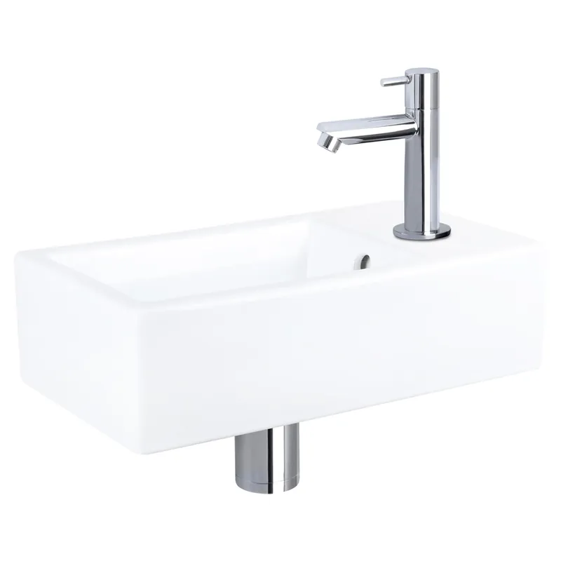 Differnz Force fonteinset keramiek - kraan recht - 40 x 22 x 11.5 cm - chroom Beperkt Aanbod