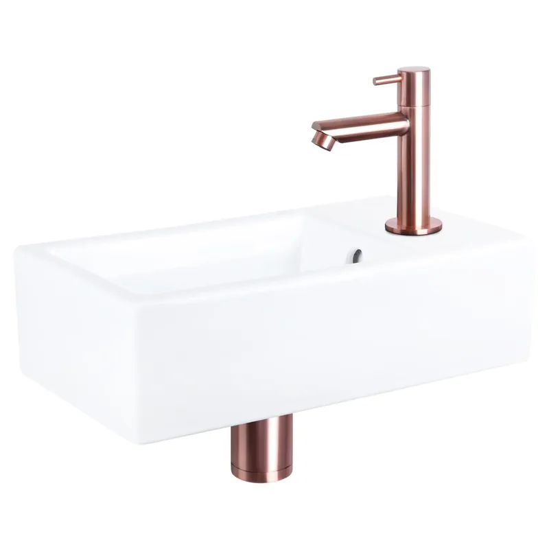 Differnz Force fonteinset keramiek - kraan recht - 40 x 22 x 11.5 cm - rood koper Korting