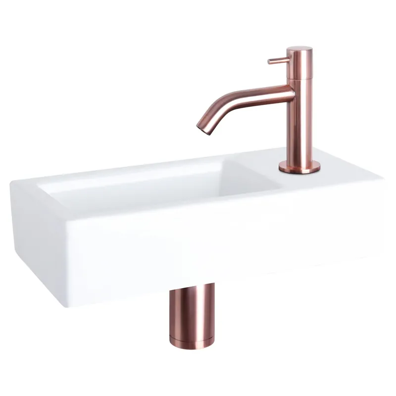 Differnz Ravo fonteinset keramiek - kraan gebogen - 38.5 x 18.5 x 9 cm - rood koper Meest Verkocht