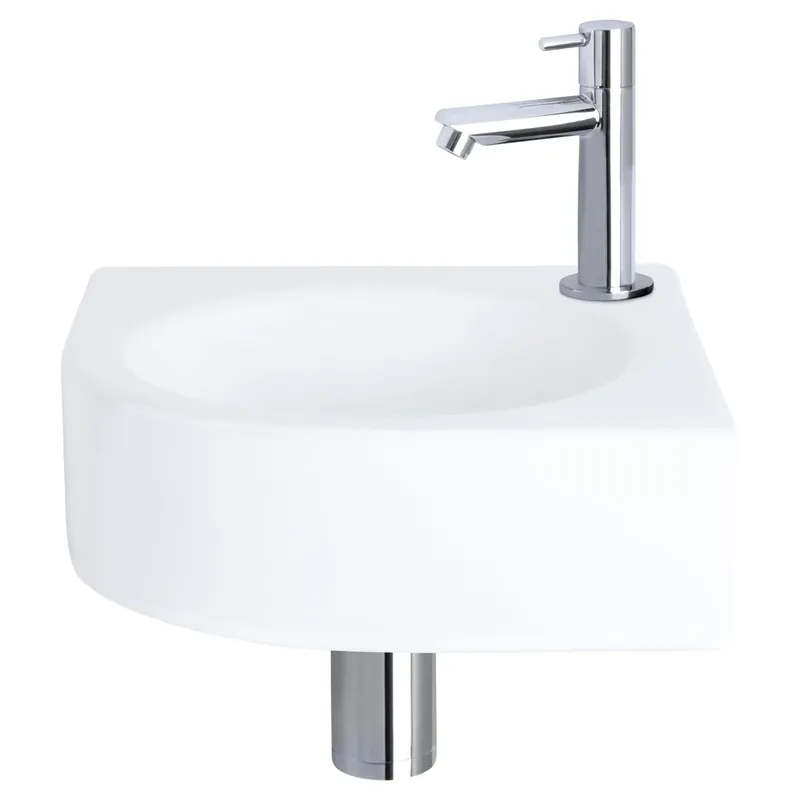 Koopje Differnz Cleo fonteinset keramiek - kraan recht - 30 x 30 x 10 cm - chroom