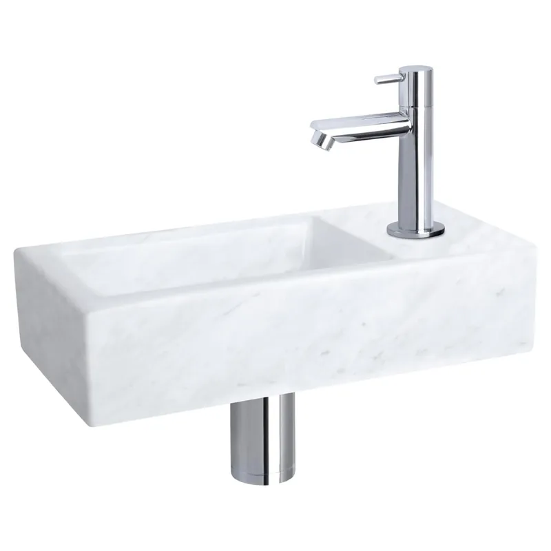 Nu Kopen Differnz Helios fonteinset marmer - kraan recht - 37.5 x 18.5 x 9.5 cm - chroom