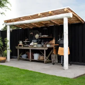 Douglas ronde palen veranda Oosterwolde 360x180cm Betaalbaar