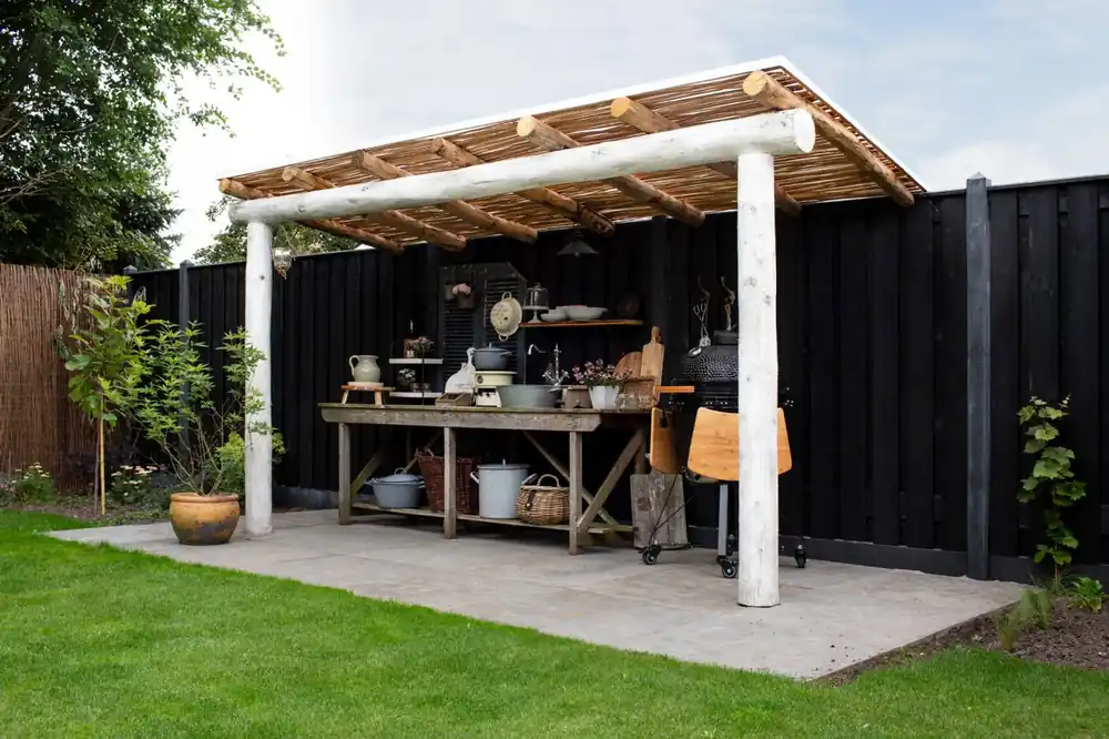 Douglas ronde palen veranda Oosterwolde 360x180cm Betaalbaar