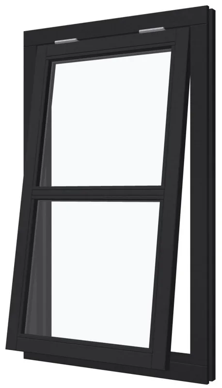 Actieprijs Steellook uitzetraam enkel zwart gespoten Douglas 64,8×117,5cm + kozijn 78×130,7cm incl beslag