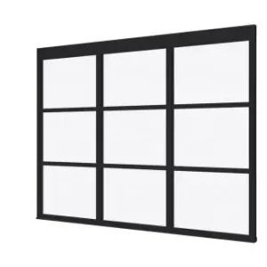 Steellook glaswand R zwart gespoten Douglas 298x230cm Gereduceerde Prijs