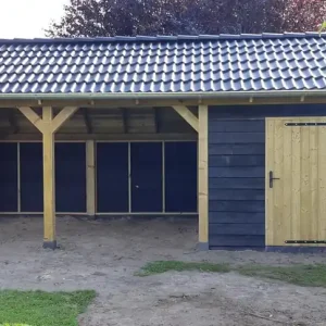 Seizoensaanbieding Geïmpregneerd vuren Kapschuur Zwolle 800x380cm (met dakpannen)