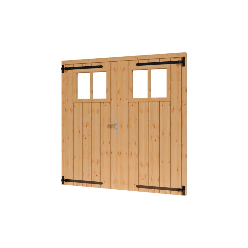 Weekendaanbieding Opgeklampte deur dubbel onbehandeld Douglas 186x195cm +kozijn 199,6×202,1cm incl hang en sluitwerk
