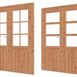 Paneeldeur dubbel onbehandeld Douglas 2x75x193cm + kozijn 159,6×200,1cm incl glas hang en sluitwerk Nu Kopen