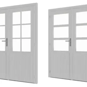Paneeldeur dubbel wit gespoten Douglas 83x193cm + kozijn 179,6×200,1cm incl hang en sluitwerk Tijdelijk Beschikbaar