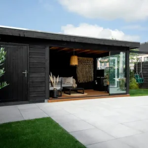 Zwarte tuinhuis Deventer met vloer 680x330cm Merkproduct