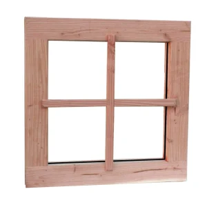 Gecertificeerd Douglas vast raam Prestige met dubbelglas, 66,4 x 66,4 cm, onbehandeld.