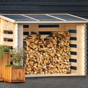 Openhaardhout berging Brandr onbehandeld vuren 19 mm incl. dakleer Flitsaanbieding
