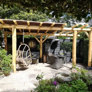 Veranda ronde palen, half open Gortel 600x400cm Lage Prijs
