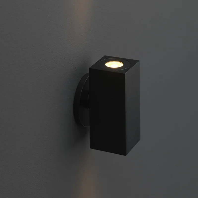 Hete Deal Cree LED wandlamp Lamego | zwart | warmwit | vierkant | 2 x 1,5 watt | up & down