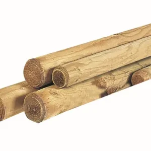 Dagaanbieding Grenen ronde paal cilindrisch gefreesd 1 zijde gepunt 1 zijde gekroond, Ø 8 x 250 cm, groen geïmpregneerd.